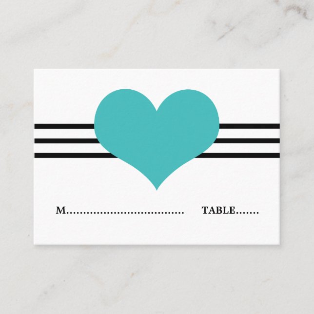 De Mesa Tarjeta Mod Heart Place, Aqua (Anverso)