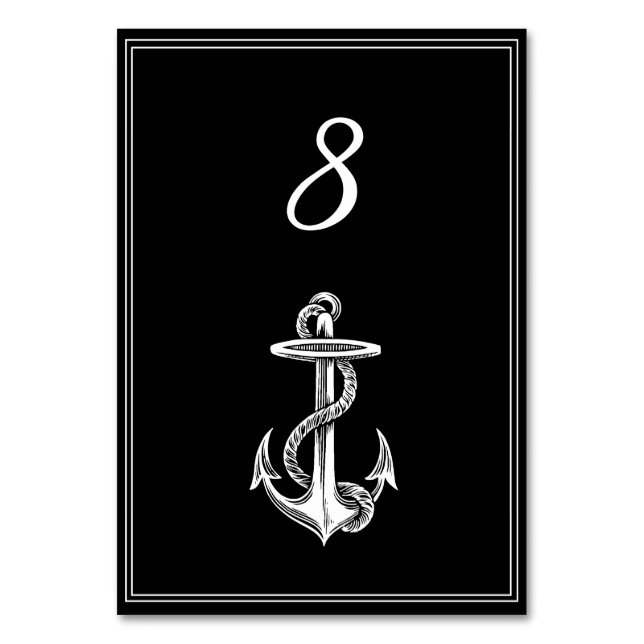 De Mesa Tarjeta Nautical Anchor Nautical Table Number (Anverso)