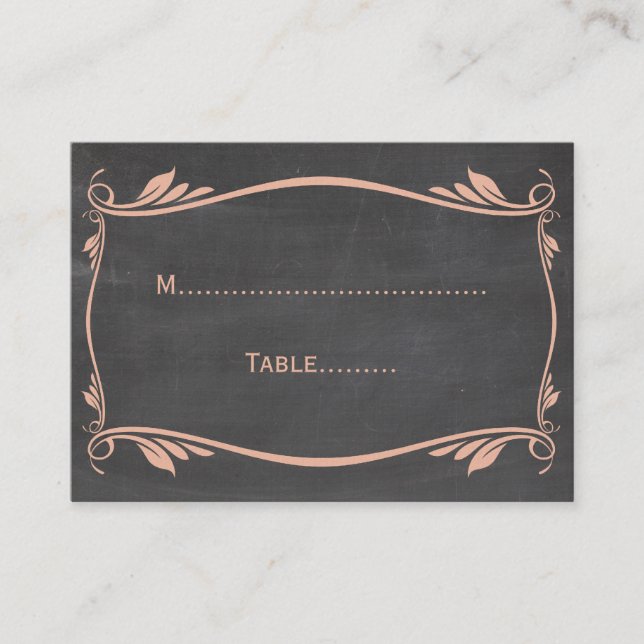 De Mesa Tarjeta Peach Flourish Chalkboard Place (Anverso)
