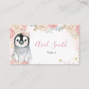 De Mesa Tarjeta Penguin Winplace Pink Snowflake Pink