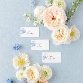 De Mesa Tarjeta Place & Escort con hidrangea azul