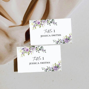 De Mesa Tarjeta plana floral púrpura elegante