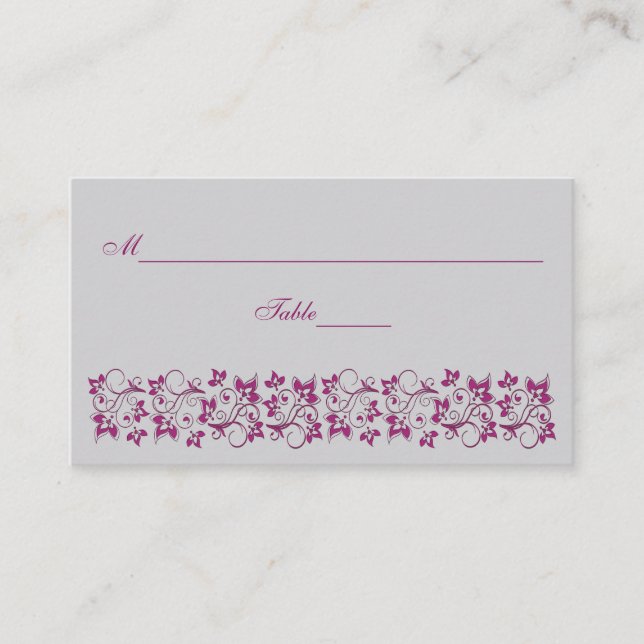 De Mesa Tarjeta Purple, Gray Floral Place (Anverso)