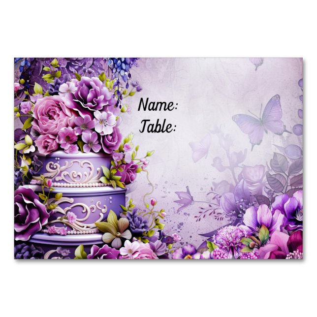 De Mesa Tarjeta Purple Reverie Bridal Shower Place Elegant (Anverso)