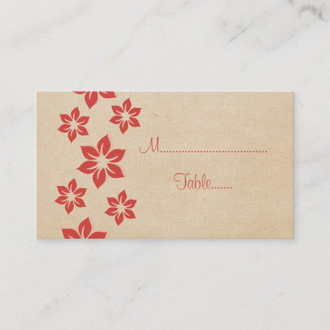 De Mesa Tarjeta Red Tropical Floral Place (Anverso)