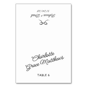 De Mesa Tarjeta Retro Black & White Boda Guest Name Place