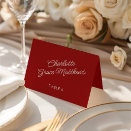 De Mesa Tarjeta Retro Red & White Boda Guest Name Place