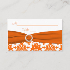 De Mesa Tarjeta RIBBON blanca, Naranja Damask Place
