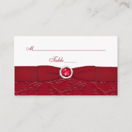 De Mesa Tarjeta Ruby Red and White Floral Place