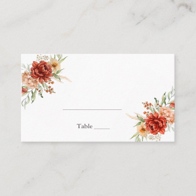 De Mesa Tarjeta Rustic Boho Floral Boda Place (Anverso)