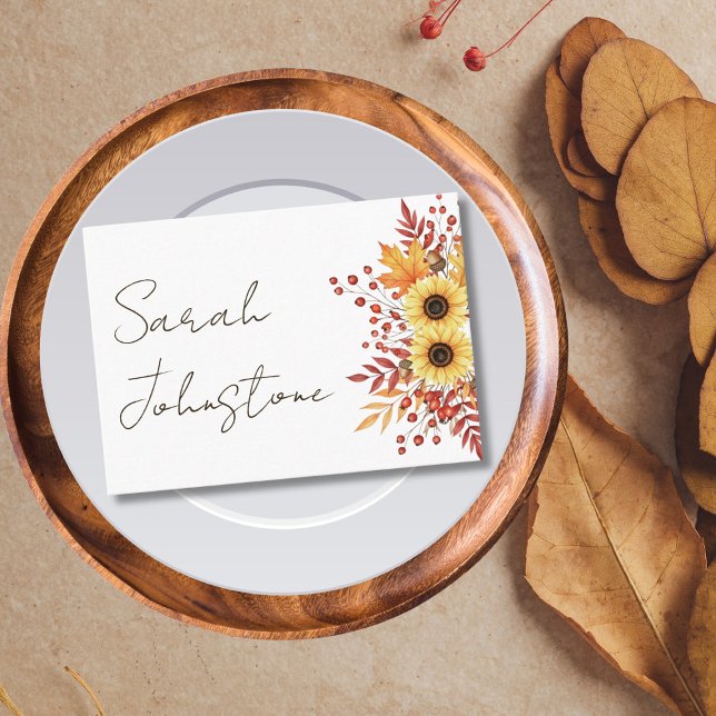 De Mesa Tarjeta Rustic Sunflower Thankending Place (Rustic Sunflower Thanksgiving Place Card)