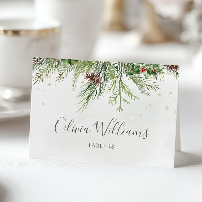 De Mesa Tarjeta Rustic Winter Greenery Boda Place (Subido por el creador)