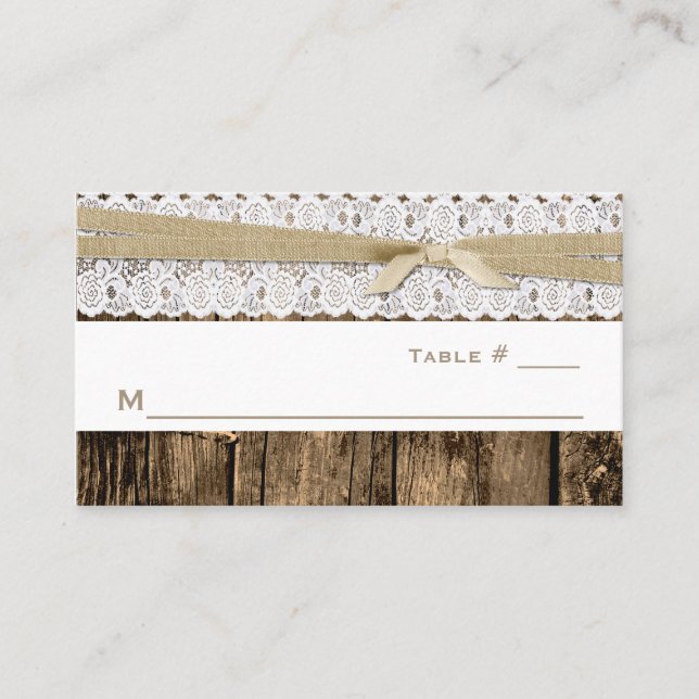 De Mesa Tarjeta Rustic Wood Wedding Place (Anverso)