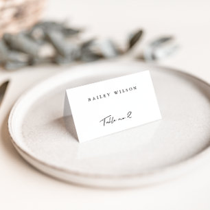 De Mesa Tarjeta simple para Bodas modernos en blanco y neg