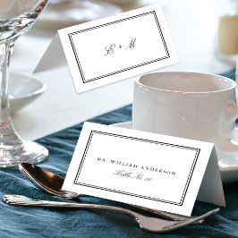 De Mesa Tarjeta simple para el lugar del Boda clásico blan