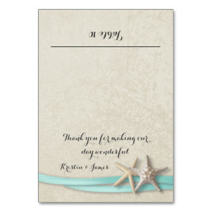 De Mesa Tarjeta Starfish and Aqua Ribbon Place