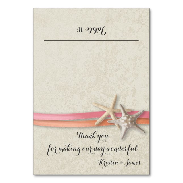 De Mesa Tarjeta Starfish and Ribbon Coral and Pink Place C (Anverso)