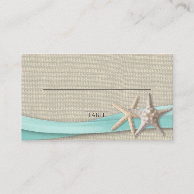 De Mesa Tarjeta Starfish and Ribbon Place Aqua (Anverso)