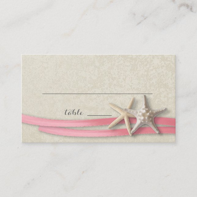 De Mesa Tarjeta Starfish and Ribbon Place Pink (Anverso)