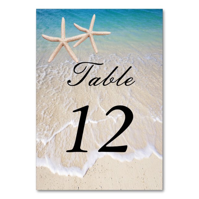 De Mesa Tarjeta Starfish Beach Wedding Table Place (Anverso)