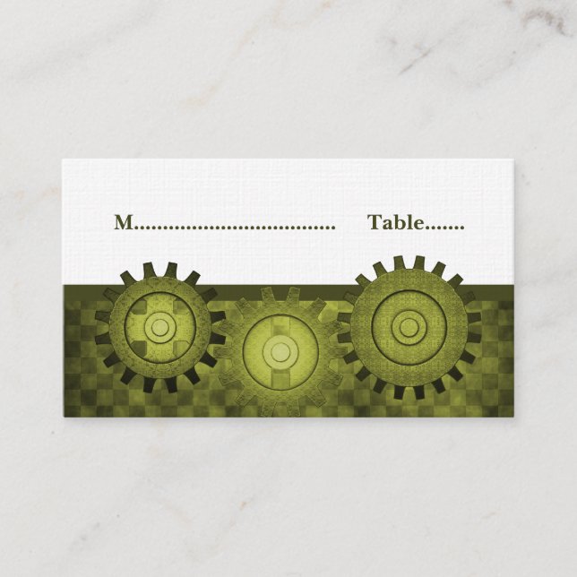 De Mesa Tarjeta Steampunk Gears Place, Verde (Anverso)