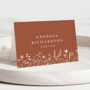 De Mesa Tarjeta Terracotta Rustic Fall Wildflower Place
