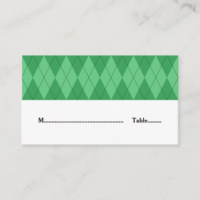 De Mesa Tarjeta verde argyle Boda Place (Anverso)
