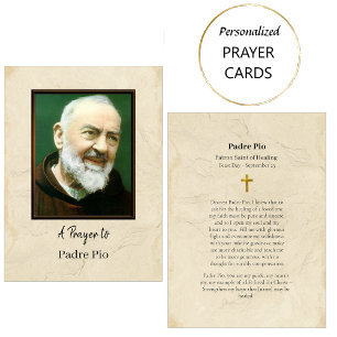 De Mesa Una oración a Padre Pio Tarjeta Católica Romana