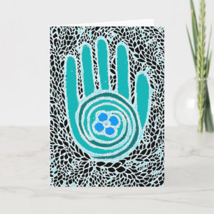 De mi mano a tu tarjeta de saludo de mano (azul)