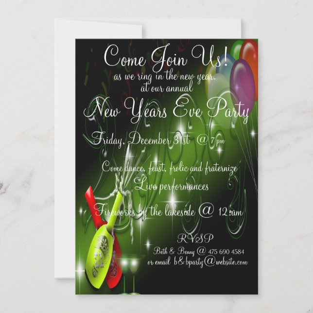 De Noche Vieja la invitación del fiesta (Anverso)