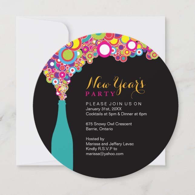 De Noche Vieja la invitación del fiesta (Anverso)