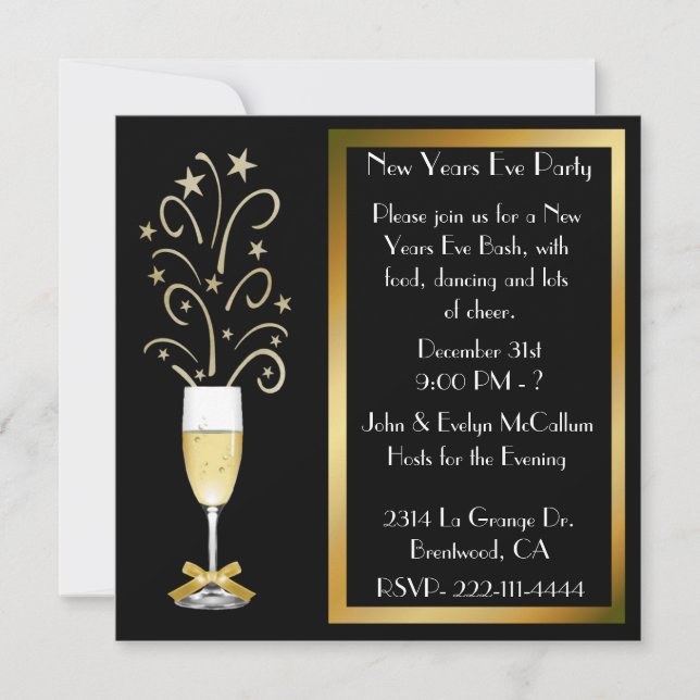 De Noche Vieja las invitaciones del fiesta (Anverso)