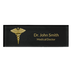 De Nombre Caduceo médico con clase en negro - etiqueta