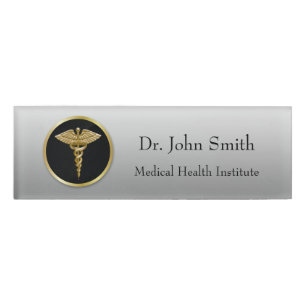 De Nombre Caduceo médico profesional del oro - etiqueta