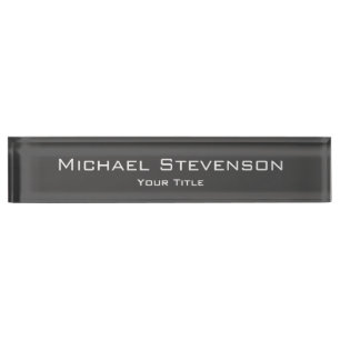 De Nombre Elegante escritorio elegante único gris con placa