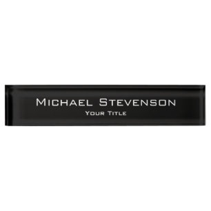 De Nombre Elegante escritorio único blanco negro con placa d