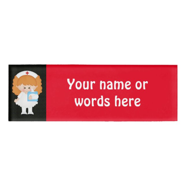 De Nombre enfermera personalizado añada palabras o etiqueta  (Anverso)