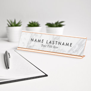 De Nombre Mármol blanco gris minimalista Personalizado placa