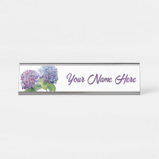 De Nombre Placa Personalizada con Hortensias Azules