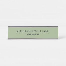 De Nombre Placa personalizada minimalista verde salvia