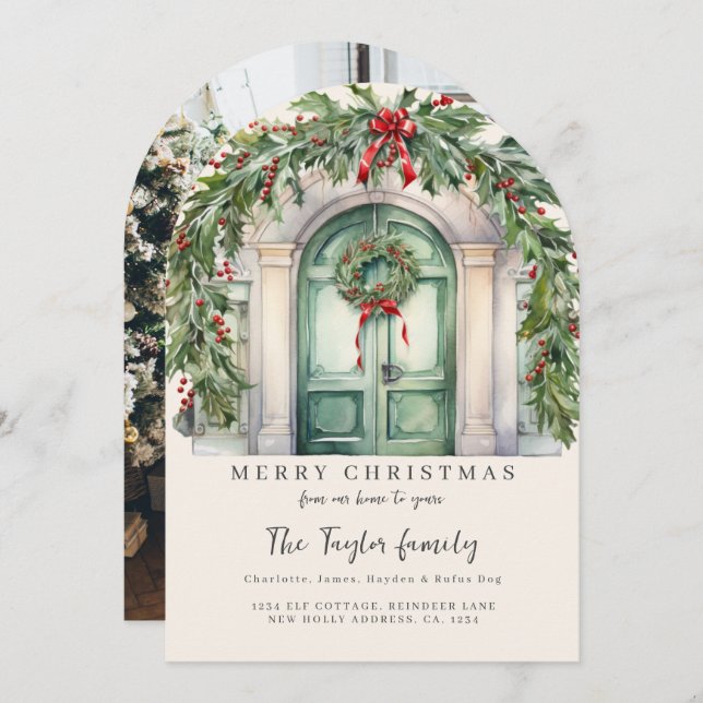 De nuestra casa a su tarjeta de vacaciones Navidad (Anverso / Reverso)