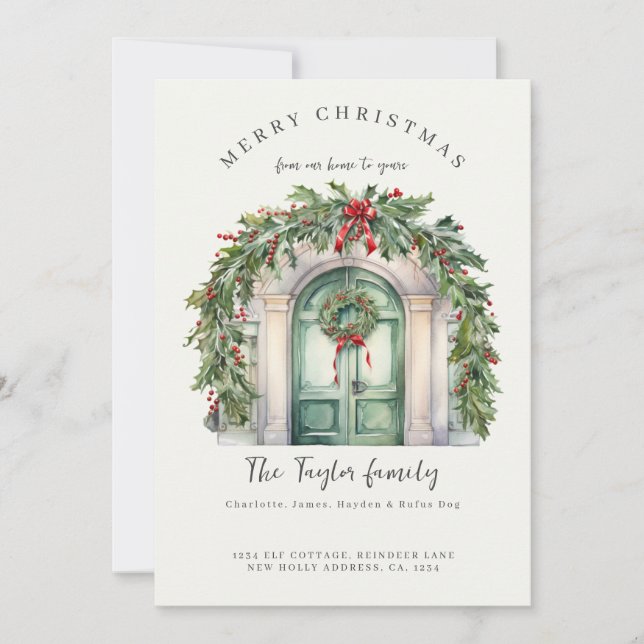 De nuestra casa a su tarjeta de vacaciones Navidad (Anverso)
