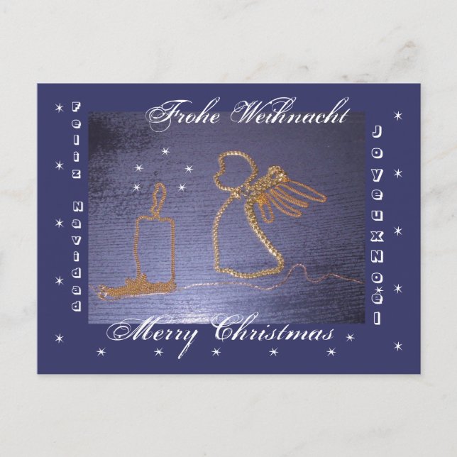 De oro - ángel tarjeta postal 4 sprach. (Anverso)