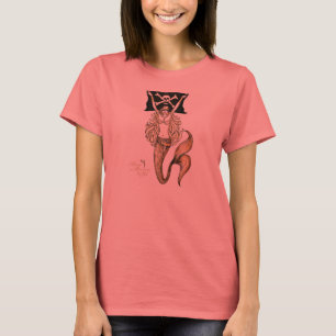 ~ de oro de la camiseta de la sirena del pirata