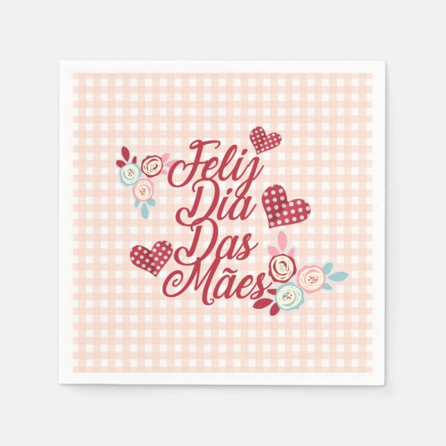 De Papel Adorable Feliz Dia Das Mães | Servilleta (Anverso)