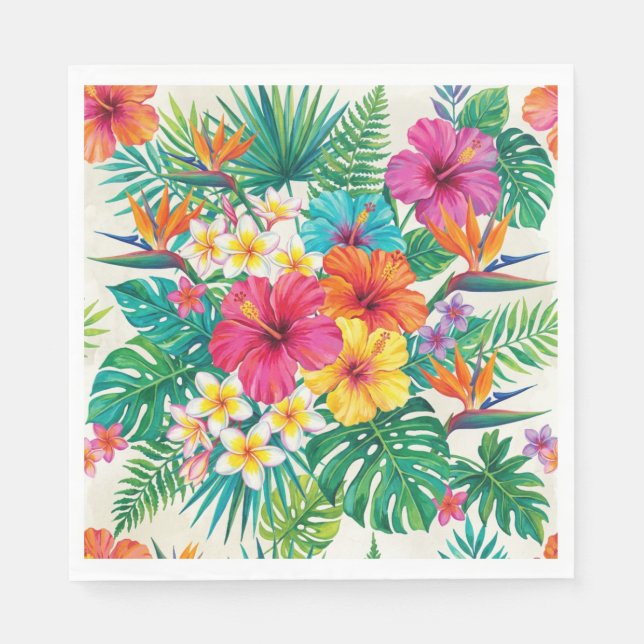 De Papel Aloha Floral Bloom Servilleta Tropical (Anverso)