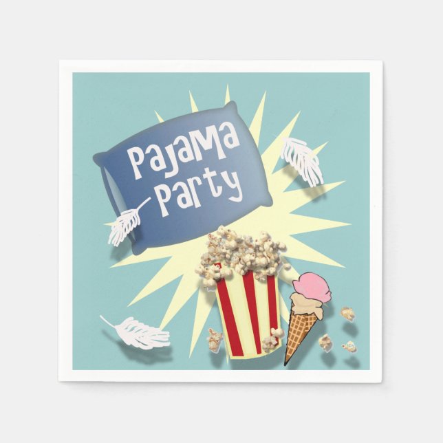 De Papel Blue Boys Sleepover Pajama Fiesta servilleta (Anverso)