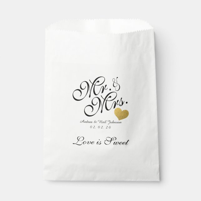 De Papel Boda Favor Bolsa Faux Relieve metalizado dorado Co (Anverso)