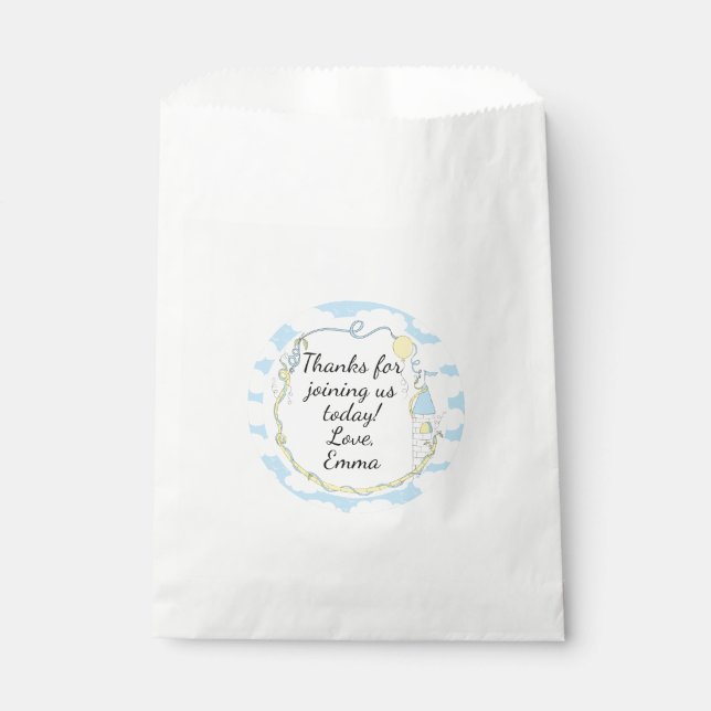 De Papel Bolsa Baby Shower Favor, Azul, Castillo en el ciel (Anverso)