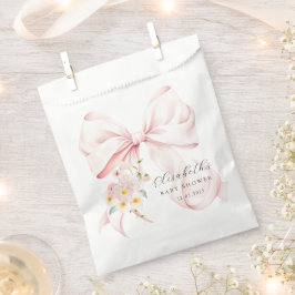 De Papel Bolsa favorita Baby Shower Floral Bow rosa
